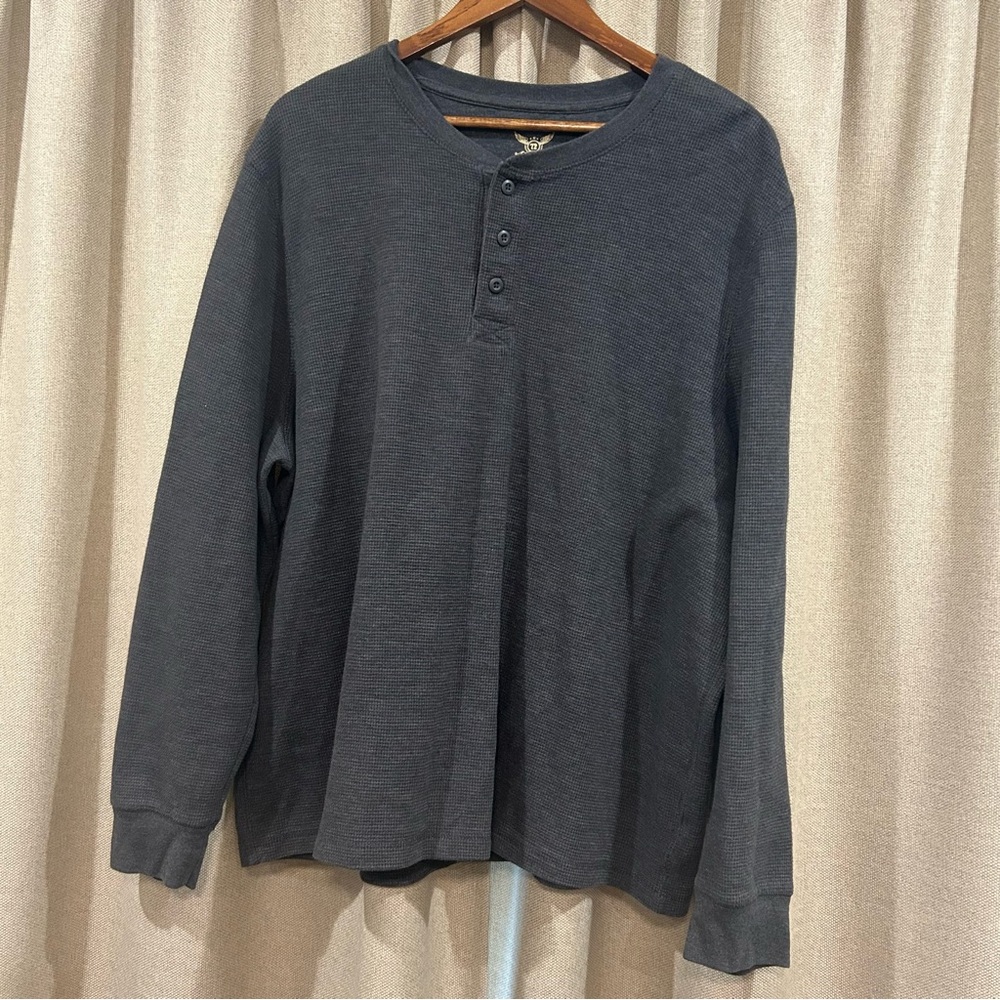 Faded Glory Men's Long-Sleeve Henley - Charcoal Gray
